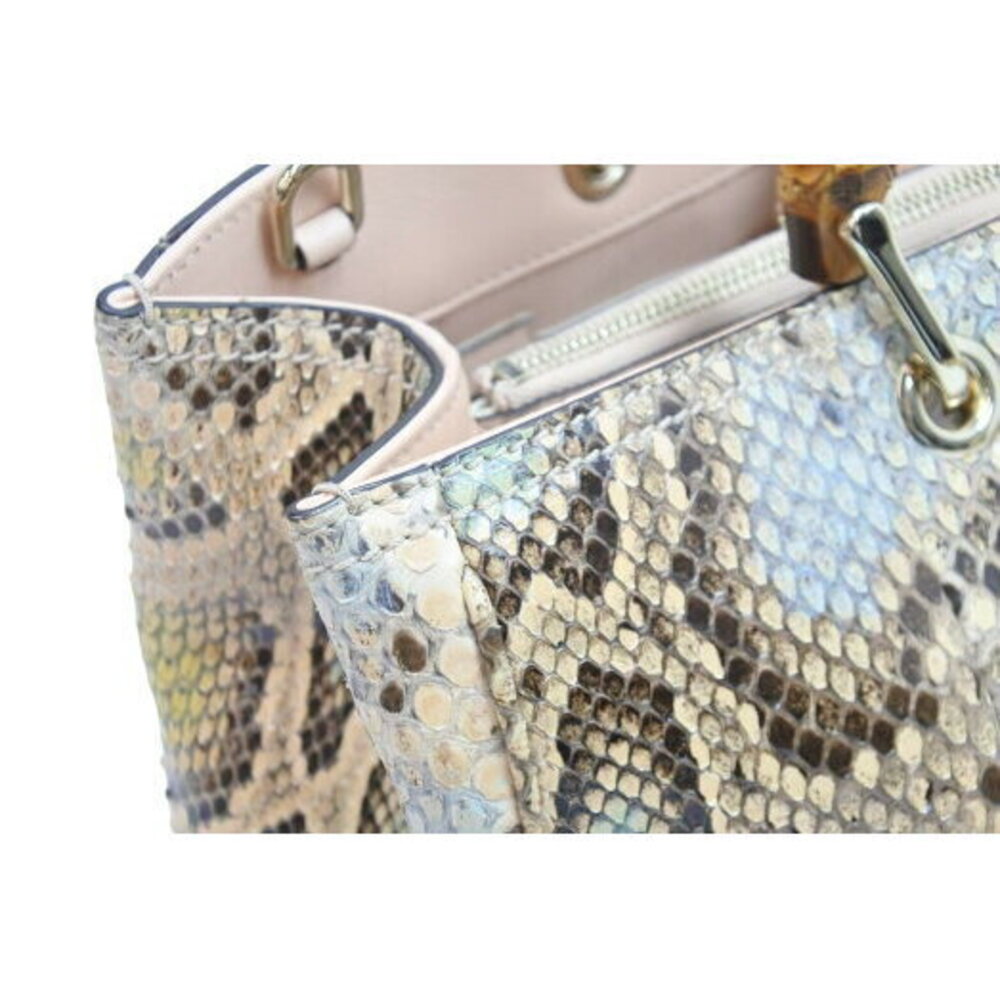 Gucci Bamboo Tote Bag Python Leather - image 4